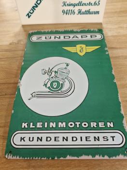 Zündapp Werbeschild aus Blech - Zündapp Kleinmotoren Kundendienst - 20x30cm